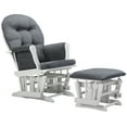 Angel Line Windsor Glider and Ottoman, White Finish with Dark Gray