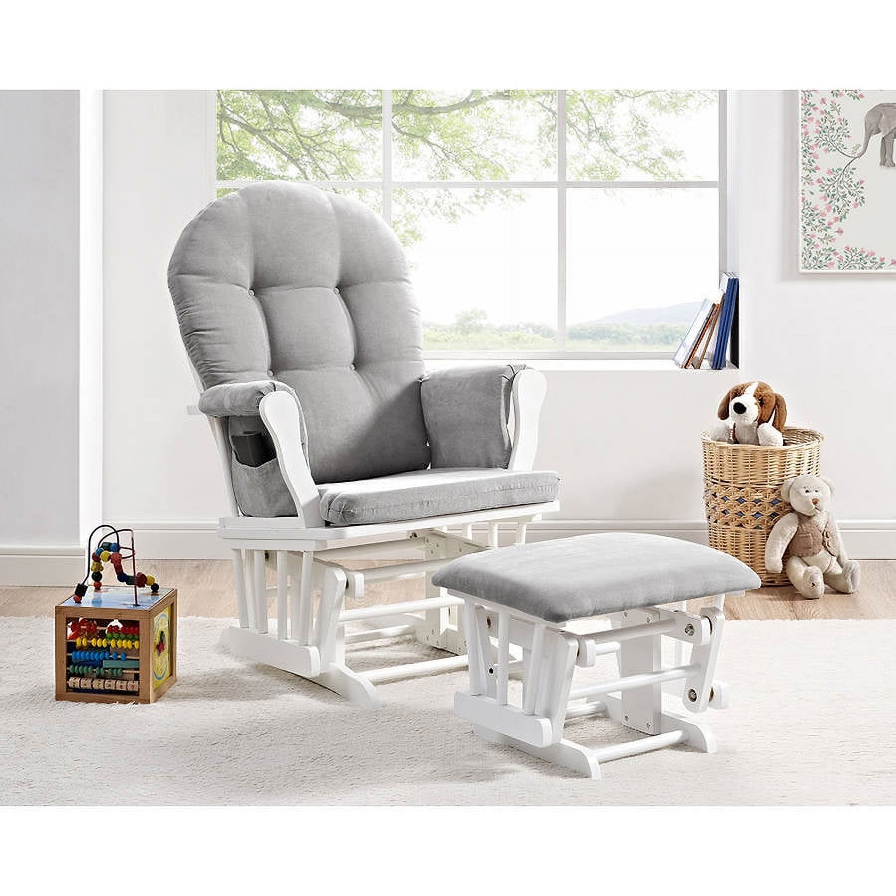 Angel Line Windsor Glider and Ottoman, White Finish with Gray Cushions - image 1 of 6