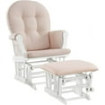Angel Line Windsor Glider and Ottoman, White Finish with Pink Cushions