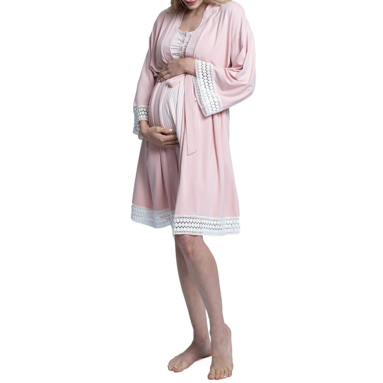 Angel Maternity Hospital Pack Nursing Nightgown, Robe, Baby Wrap & Headband  in P: XS/Multicolor