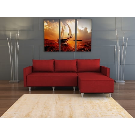 Angel Metal Frame Semi Firm Seat Sectional,Easy to assemble Sectional,Red