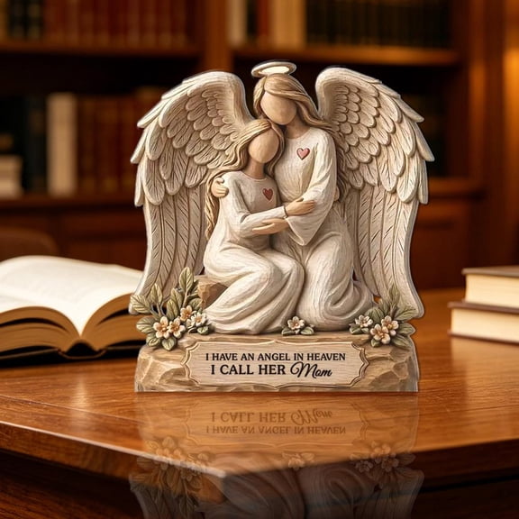 Angel Mother Figurine for Loss of Mom, 15cm Acrylic Memorial Statue, Sympathy Gift for Bereaved Daughter Son