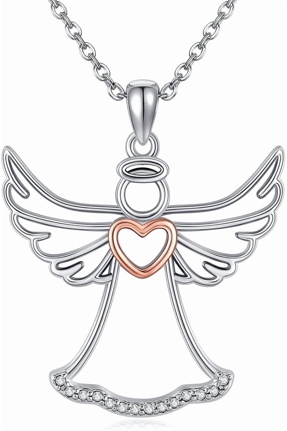 Angel Necklace 925 Sterling Silver Cubic Zirconia You Are My Angle With Wing Pendant Beautiful Angle Jewelry Birthday Gifts For Women Couple