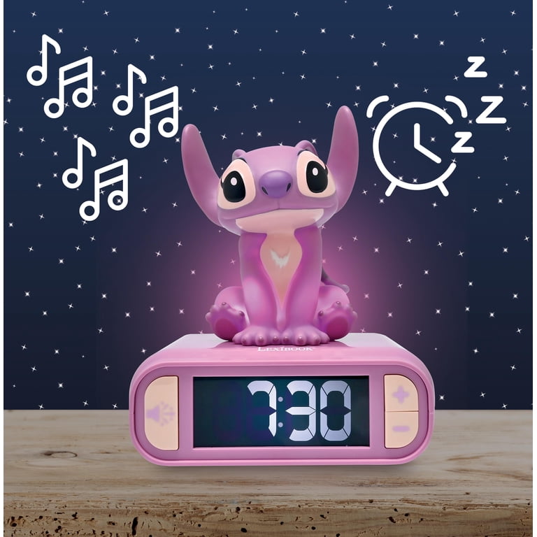 LEXIBOOK スティッチ 目覚まし時計 Lexibook Disney Stitch Angel Nightlight Alarm Clock, Sounds, LCD