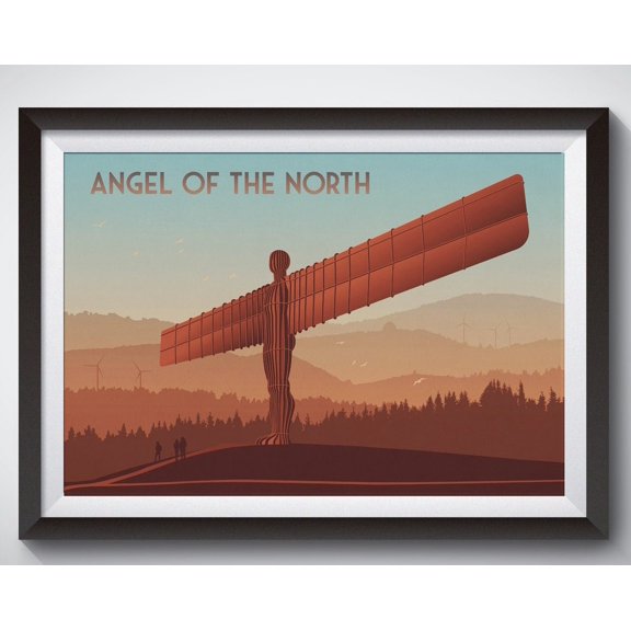 Angel Of The North Travel Poster, Tyne And Wear, Gateshead, Newcastle Art, A1 Motorway, Anthony Gormley Print, North East England Wall Art Wall Art, Modern Wall Decor, 24x36 UNFRAMED