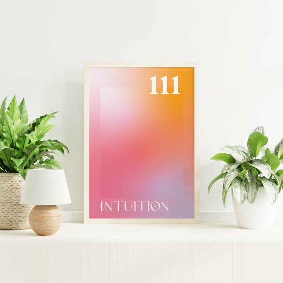 Angel Number 111 Intuition Spiritual Manifestation Gradient Aura Art, Unframed Paper Poster 16x20in