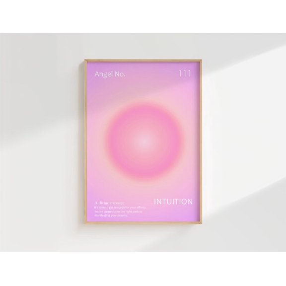 Angel Number 111 poster Intuition Pink Aura print Spiritual zen wall art, Poster Only