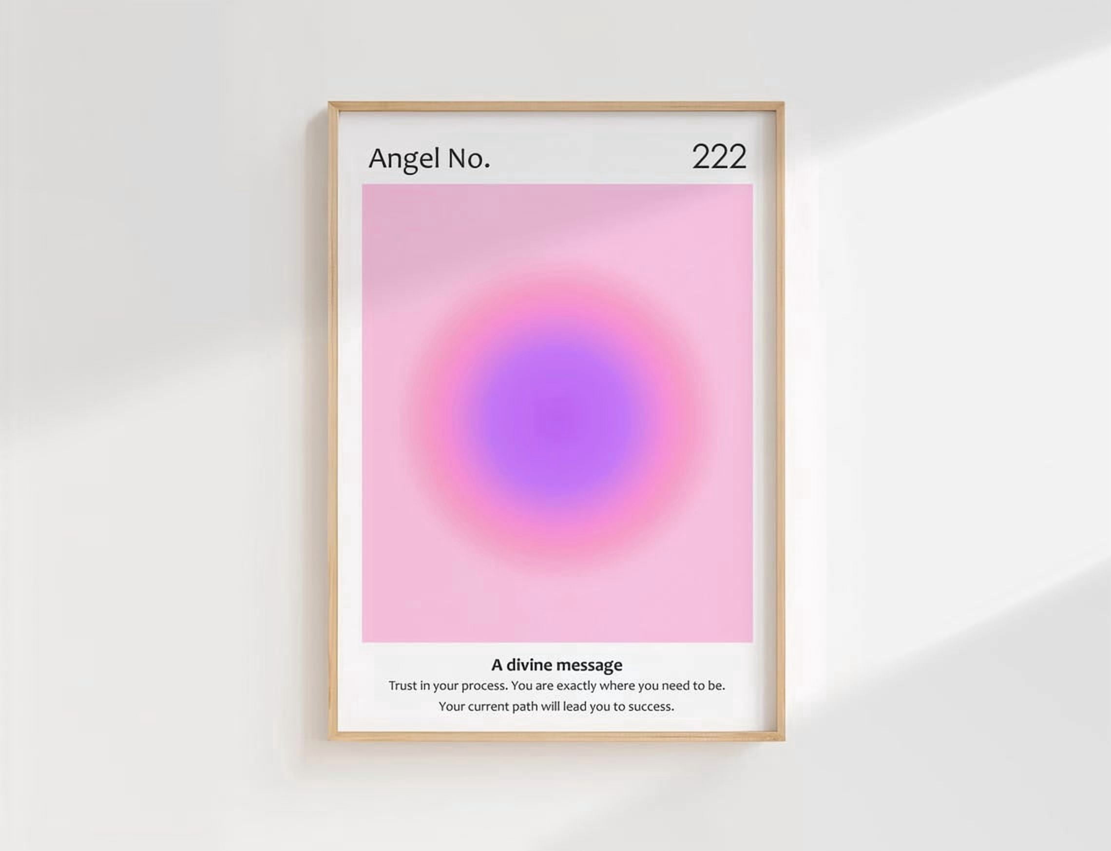 Angel Number 222 Aura Gradient Pink Purple Spiritual Wall Art Print ...