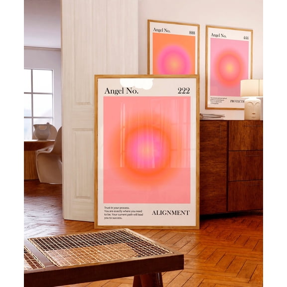 Angel Number 222 Aura Orange Spiritual Wall Decor Unframed Paper Print