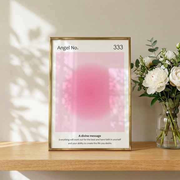 Angel Number 333 Aura Spiritual Portrait Decor Unframed Paper Print
