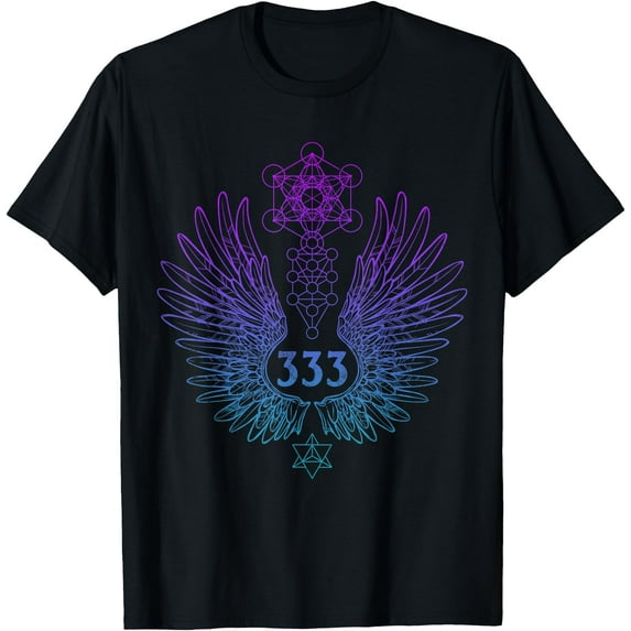 Angel Number 333 Sacred Geometry Healing Softstyle Unisex T-Shirt Men Women Kids,Black2 Color,Size 3XL