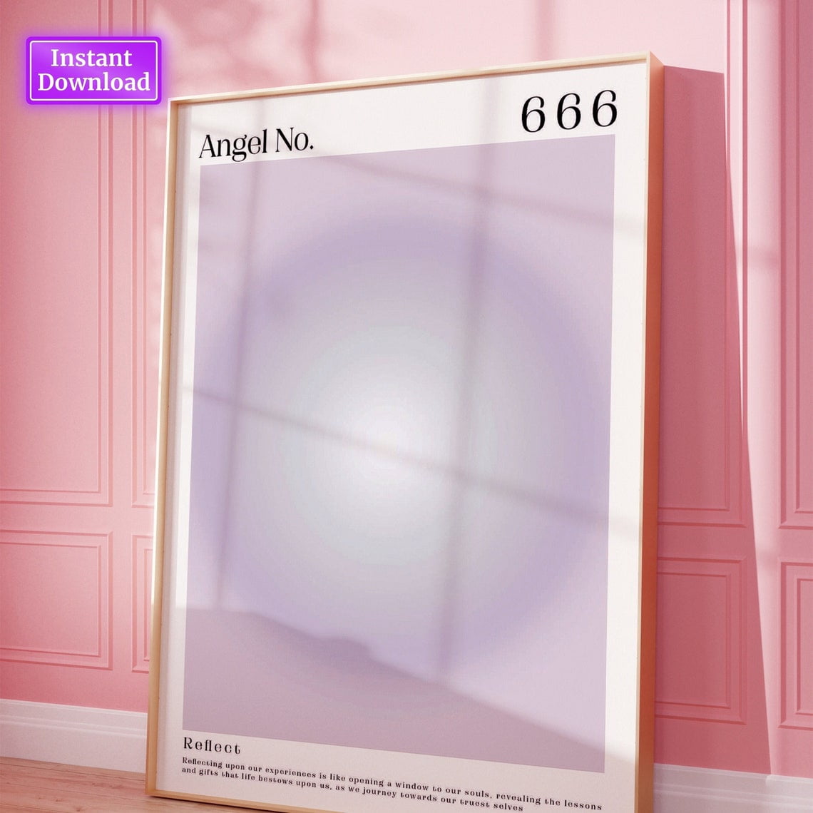 Angel Number 666 Aura Wall Art Print, Spiritual Gradient Positive ...