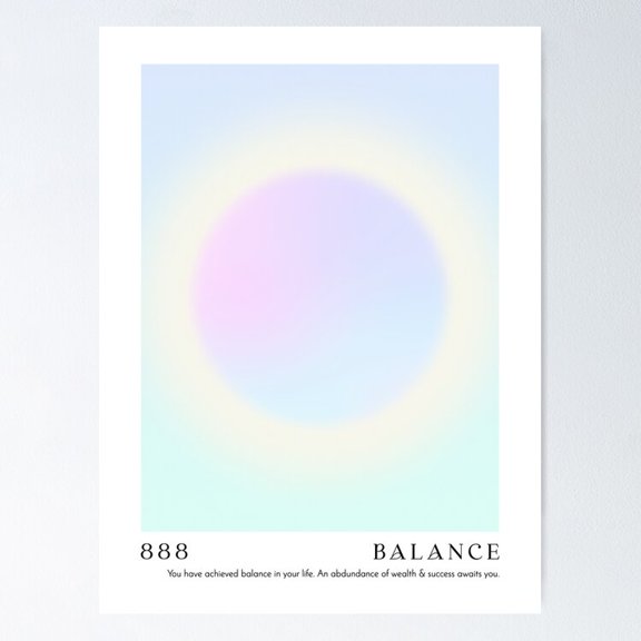 Angel Number 888 - Balance - Pastel Aura Gradient UNFRAMED Poster, 8x12