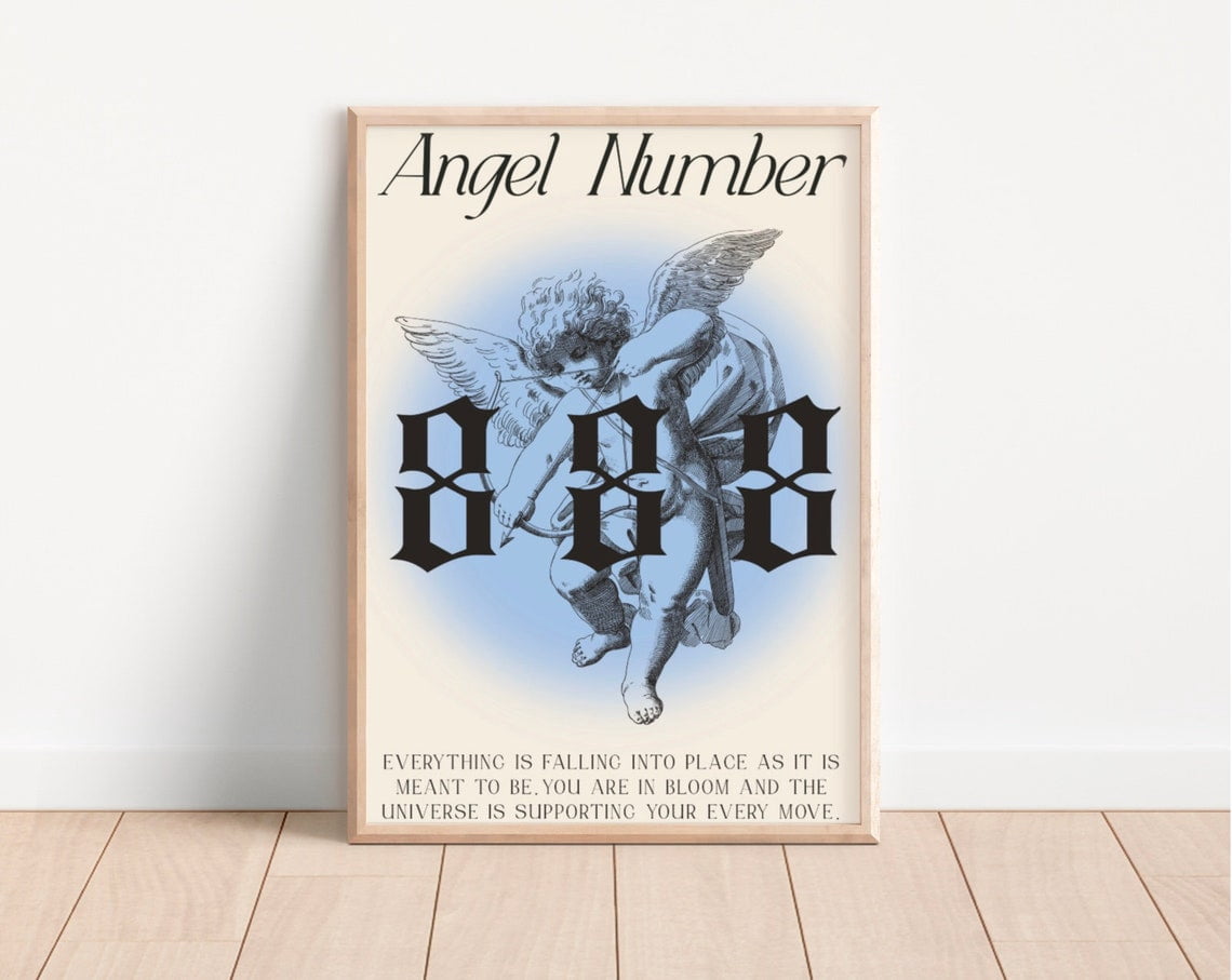Angel Number 888 Coquette Wall Art Print, Bedroom, Office, Home And ...