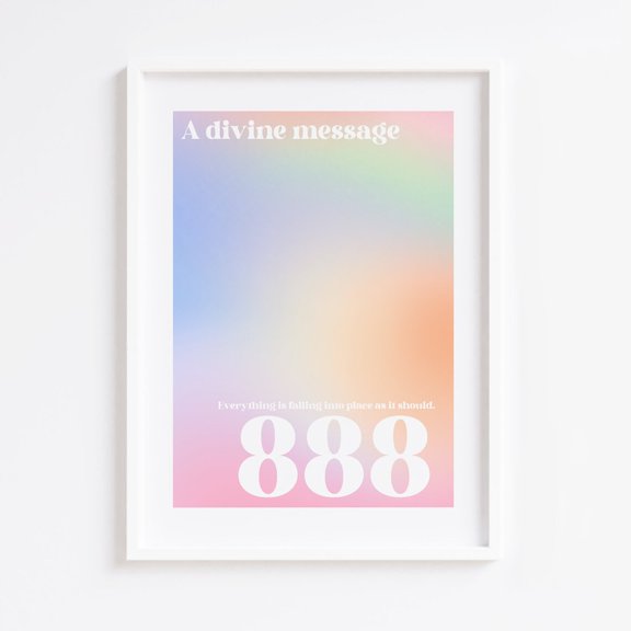 Angel Number 888 Print Pastel Gradient Spiritual Art