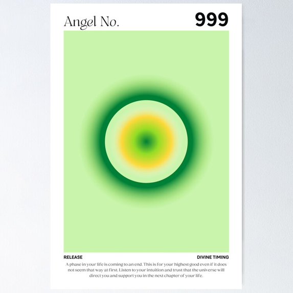 Angel Number 999 Aesthetic Aura Gradient UNFRAMED Poster, 12x18 ...