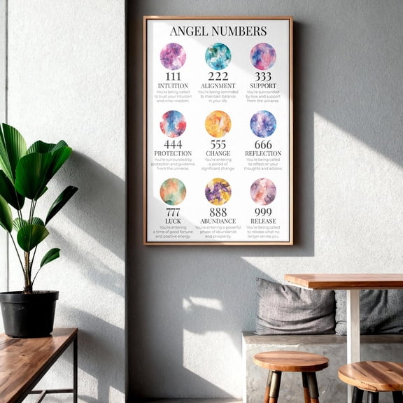 Angel Number Manifestation Poster, Positive Affirmation And Lucky Wall Art