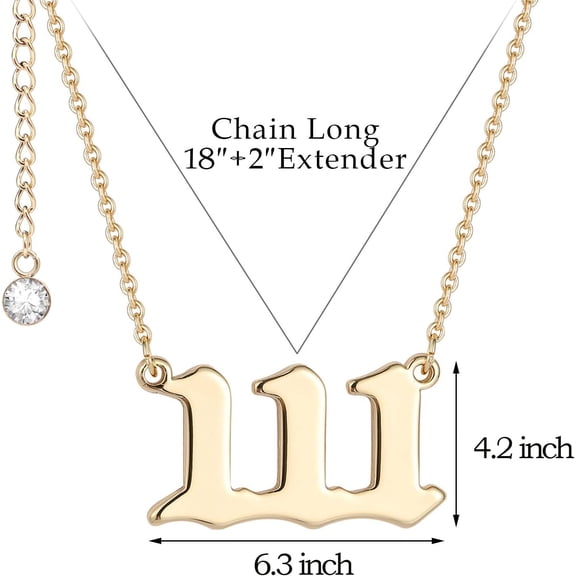 Angel Number Necklace 111 222 333 444 555 666 777 888 999 Necklace Gold Silver Stainless Steel Angel Necklace With Simulated Diamond End Extra Chain Necklaces For Women[o5446]