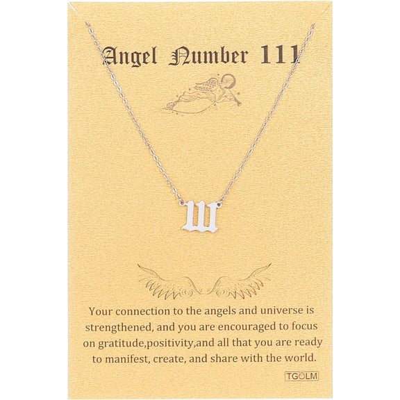 Angel Number Necklace 18K Gold Plated Stainless Steel Faux Pearl Choker Chain Aesthetic Accessories Jewelry For Women 16"[o2824]