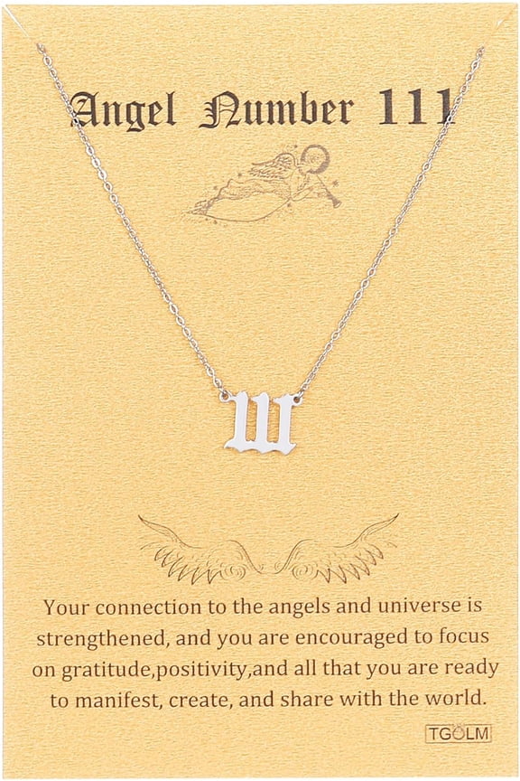 Angel Number Necklace 18K Gold Plated Stainless Steel Faux Pearl Choker Chain Aesthetic Accessories Jewelry For Women 16"[o2824]