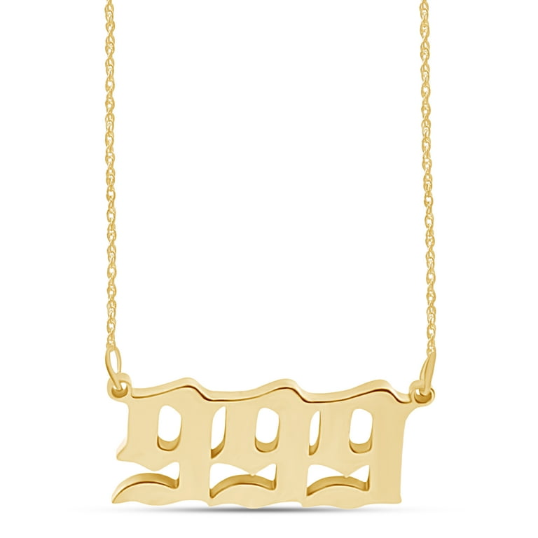Angel Number Necklace 999 Pendant Necklace In 14K Yellow Gold Over Sterling Silver Along With 18