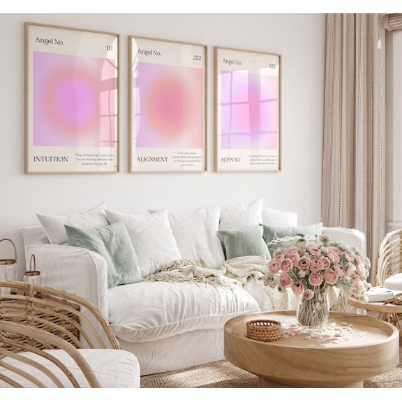 Angel Number Poster, Purple Aura Wall Art, Set 3, Poster Only