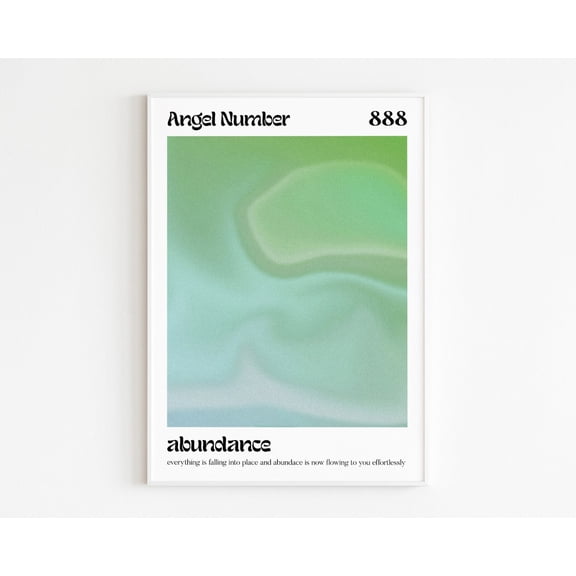 Angel Number Print Abundance Wall Art Celestial 888 Angel Number Print Angel Aura Gradient Green Wall Decor Angel Aesthetic Decor Home Decor #3935, Unframed Poster Size 8x12