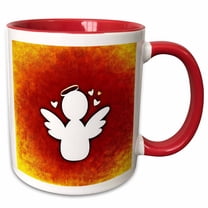 3drose, Angel of Love with Orange Background, 11oz Two-tone Red Mug