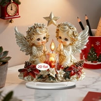 Angel Ornament under $5! Yannianjz Celebrating Angel Acrylic Decor,2D Blowing Candle Figurine,Birthday Christmas Holiday Ornament,Festive Tabletop Display for Home,Cheerful Angel Desktop Decoration