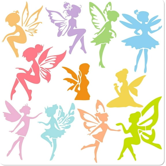 Angel Painting Stencils Large Fairy Craft Ornament Paint Stencils Reusable White PET Drawing Template for Painting Wood Wall Fabric Tiles Floor Furniture Decor (11.8x11.8 Inch)