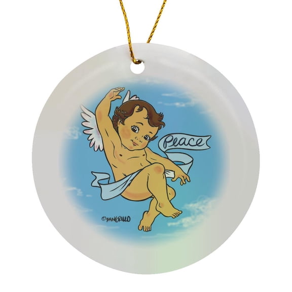 3drose, Angel Peace Brunet, Circle Porcelain Ornament