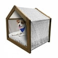 thumbnail image 1 of Angel Pet House, Doodle Style Christmas Happy New Year Rudolph Snowman Festoon Xmas Tree Santa Design, Outdoor & Indoor Portable Dog Kennel with Pillow and Cover, 5 Sizes, White Grey, by Ambesonne, 1 of 5