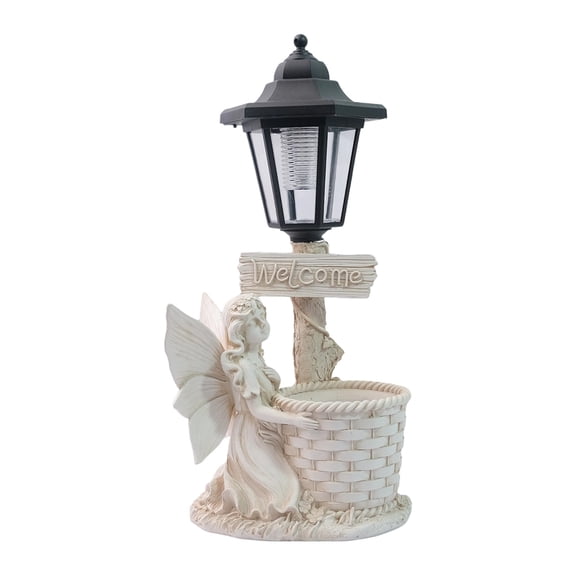 Angel Planter Solar Resin Statue Light, Waterproof Patio Welcome LED Lamp, Planter Sculpture Yard Ornament for Backyard Lawn Outdoor Home Decor