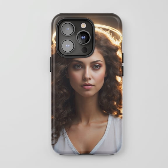 Angel Portrait For All iPhone Series Tough Phone Case Vintage Gold