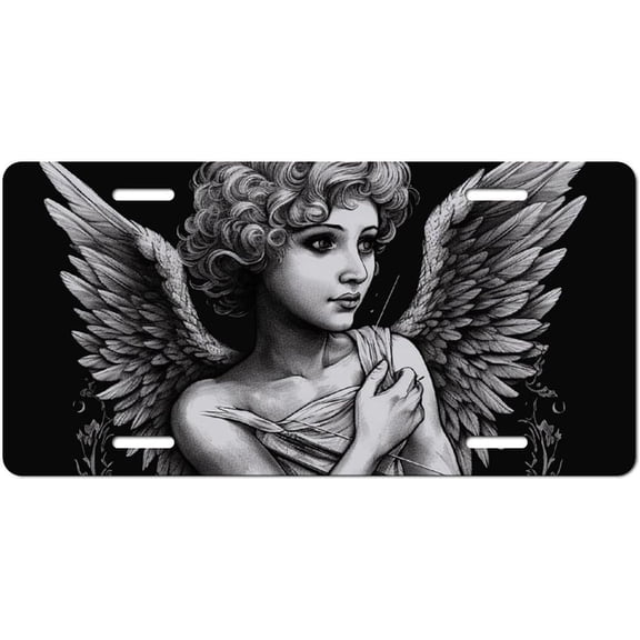 Angel Portrait License Plate for Cars 6x12 Inch Aluminum Metal Decorative License Plates Novelty License Plate Tag for Trucks, SUVs Vehicles