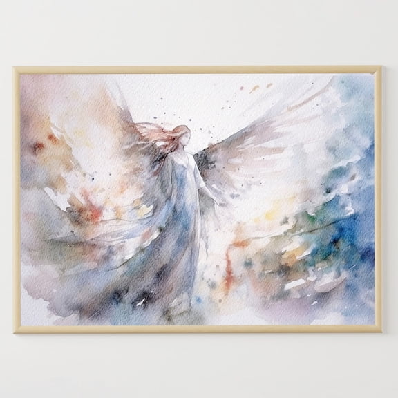 Angel Poster: Abstract Religious Wall Art, Unframed Poster Size 8x12
