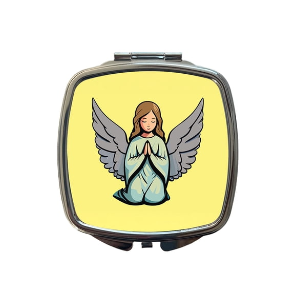 Angel Praying Christian Travel Makeup Handbag Purse Small Pocket Compact Mirror
