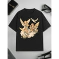 thumbnail image 1 of Angel Print Men'S Cotton T-Shirt Vintage Graphic Printed 100% Cotton 220g Tee Round Neck Short Sleeve, 1 of 10