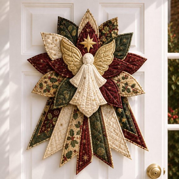Angel Quilted Door Hanger Sewing Kit, DIY Patchwork Bow, Beginner Friendly Project