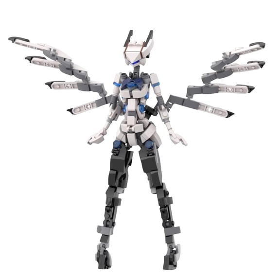 Angel Rabbit Girl Building Blocks Set 303PCS Mecha Bunny Figure with Wings Futuristic Anime Style Collectible Model DIY Construction Kit Display Decor
