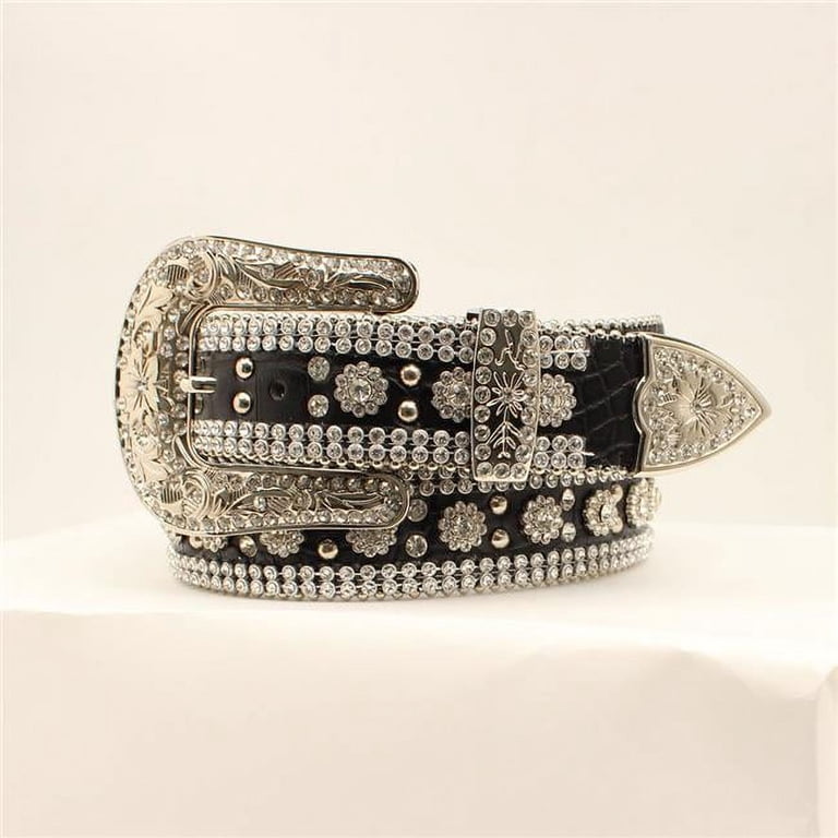 Angel Ranch Ladies Black Gator Print Studded Glitz Leather 