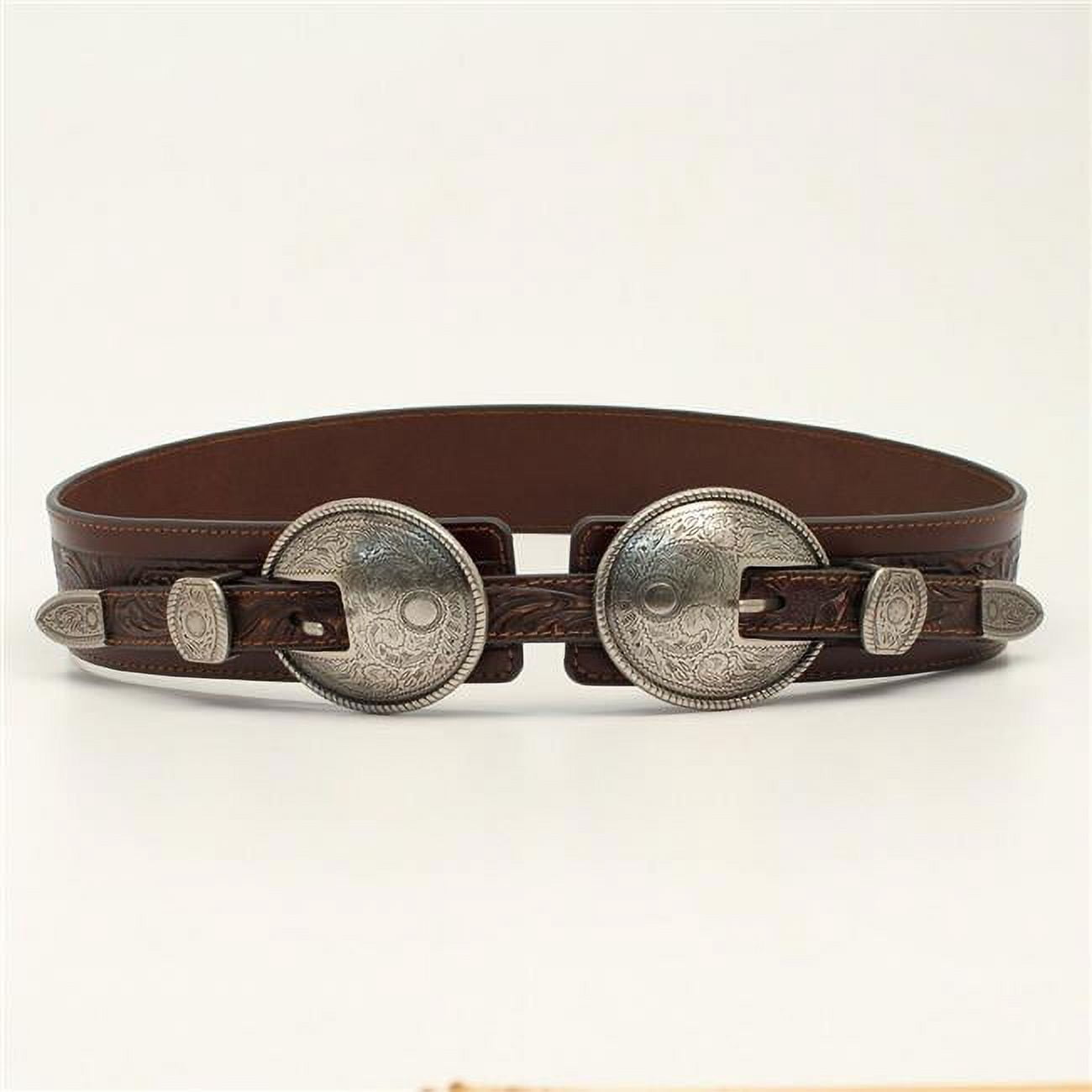 Angel Ranch® Ladies Leather Double Buckle Brown Belt 