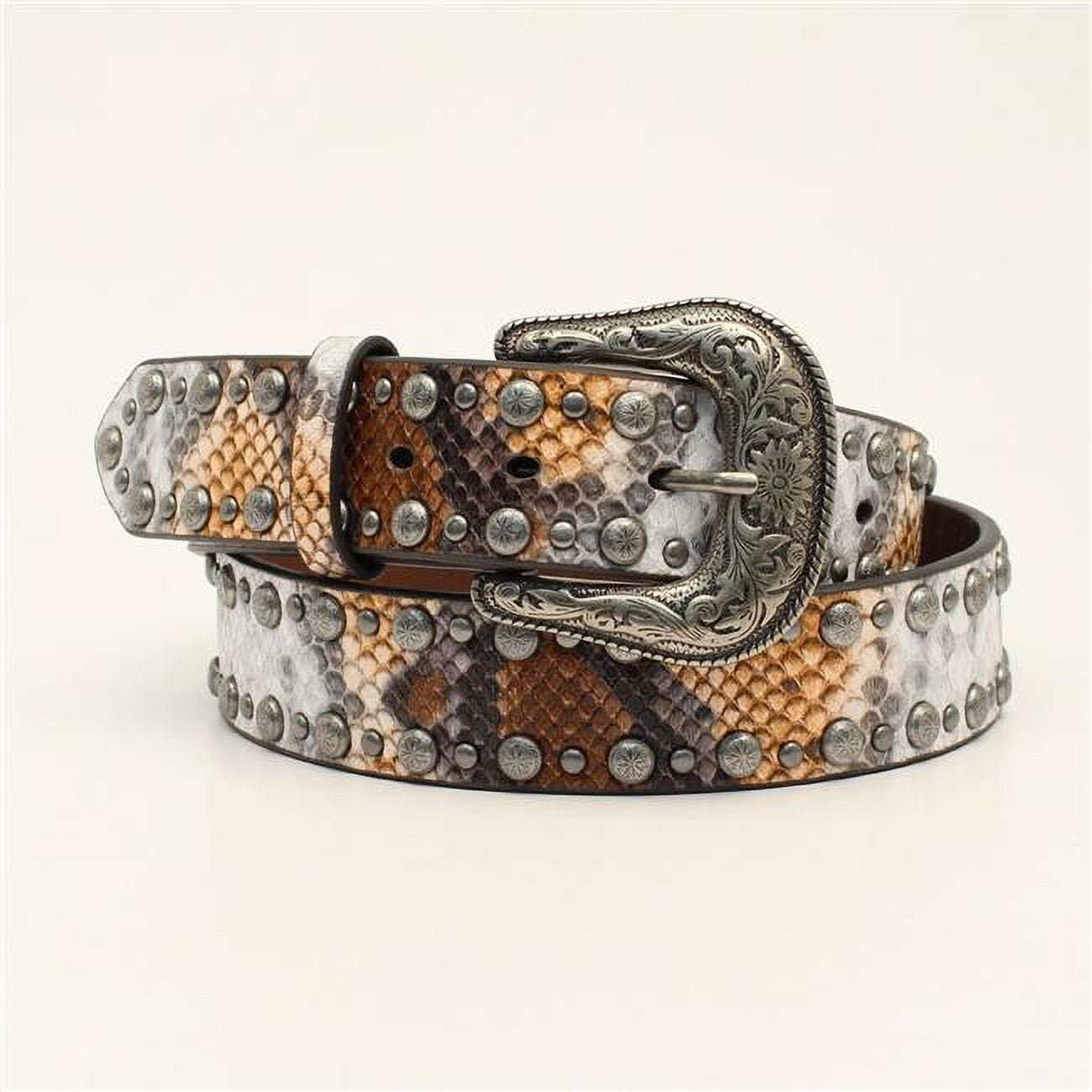 Angel Ranch by 3D Ladies Python Print Studs Leather Belt D140000902 ...