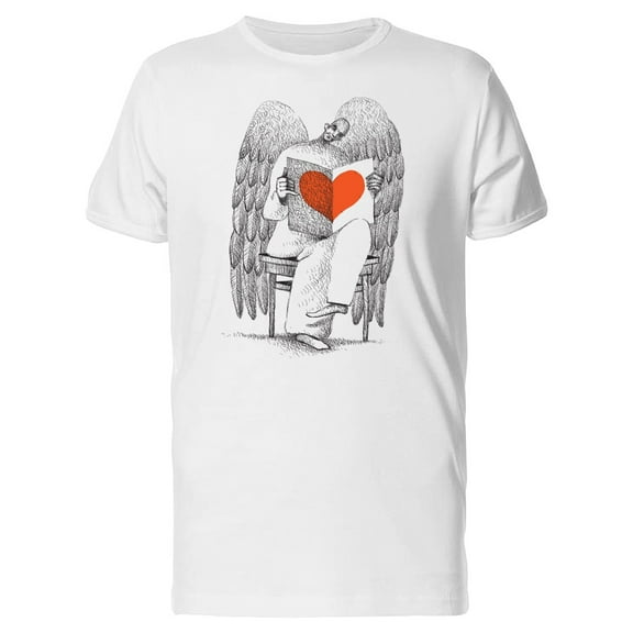 Angel Reading About Love, Sketch T-Shirt Men -Image by Shutterstock, Male x-Large