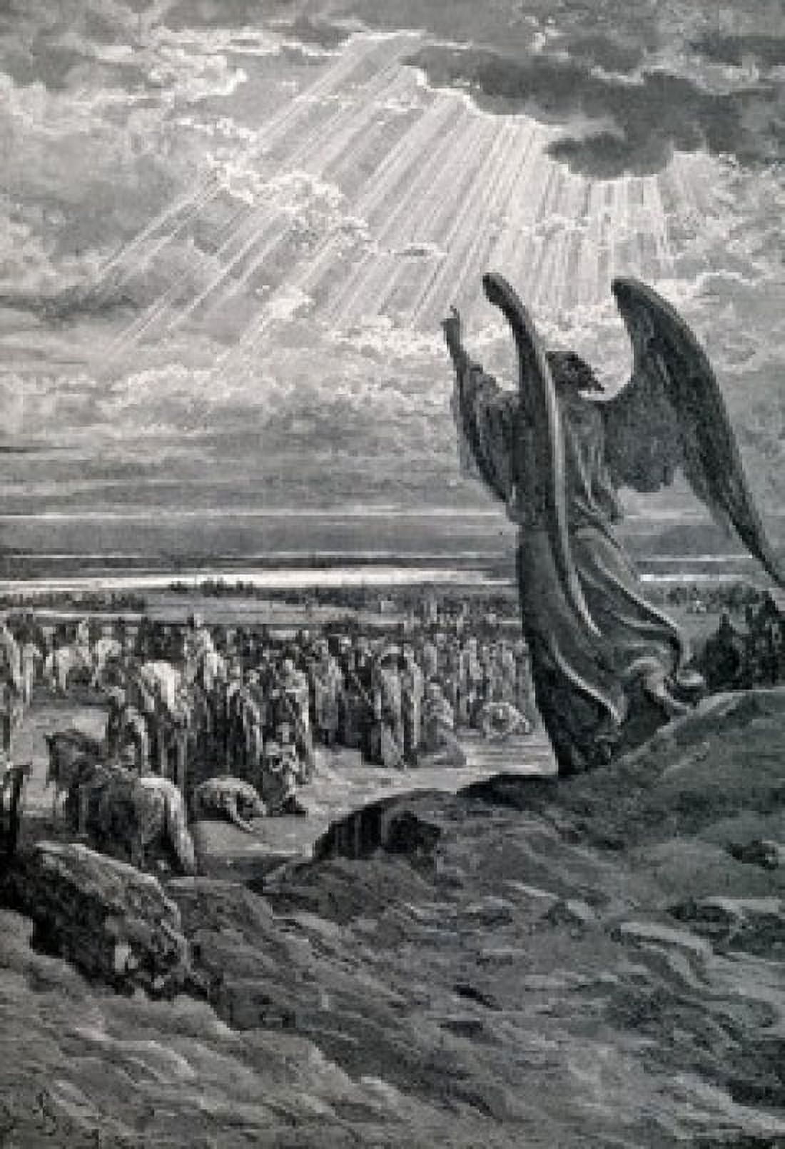 Angel Rebukes Israel by Gustave Dore (1832-1883) Canvas Art - Gustave Dore (24 x 36)