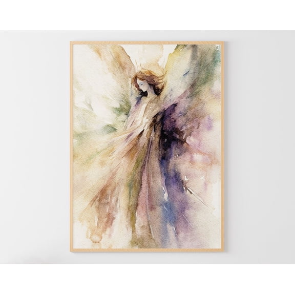 Angel Religious Wall Art Guardian Angel Art Poster Abstract Neutral Wall Art, Unframed Poster Size 24x36