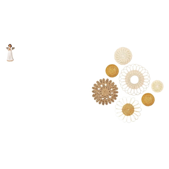 Angel Resin Figurine Wall Hanging Decor Handicraft Rattan Woven Modern Decoration for Home Office Cafe Tea Room