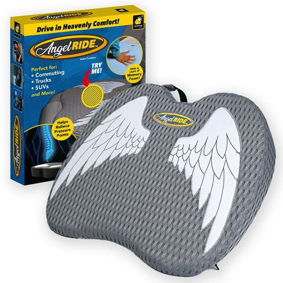 Angel Ride Auto Cushion with Memory Foam, Advanced Lumbar, Helps Relieve Pressure, One Size Fits All