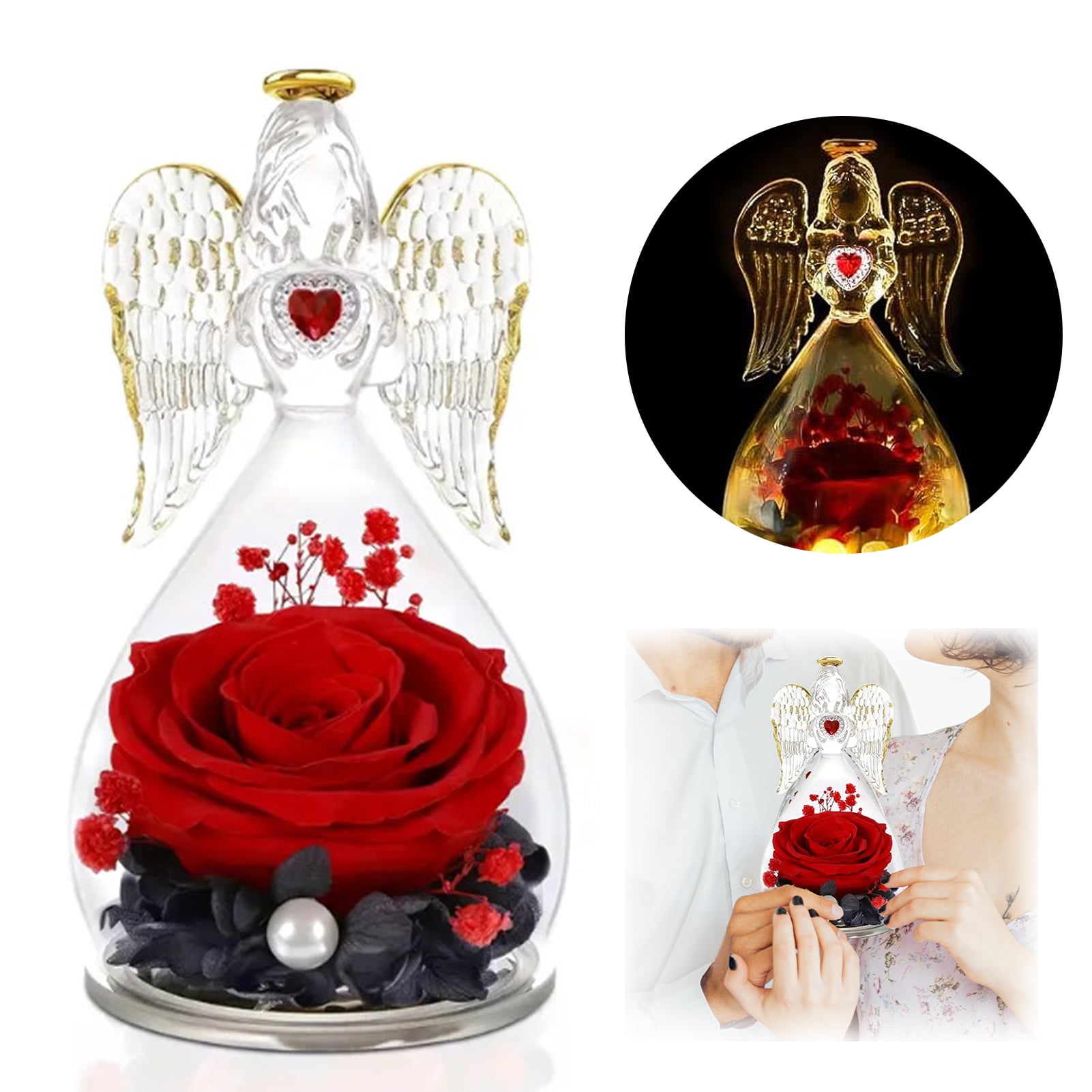 BLOSSBLISS Preserved Real Red Rose In Glass Dome - Eternal Flower Gift For Mom, Women, Anniversary, Home Decor - View #8