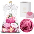 thumbnail image 1 of Emibele Preserved Real Rose in Glass Angel Figurines, Eternal Purple Rose Gift Flower with LED Lights for Women Mom Wife Her Grandma Anniversary Valentine Mother's Day,Pink, 1 of 7